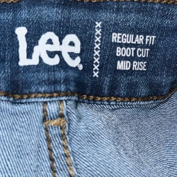 Lee Womens Regular Fit Boot Cut Mid Rise Jeans 20W P Blue Denim - Picture 3 of 12